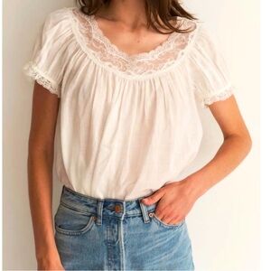 Doen White Lace Trim Top NWOT